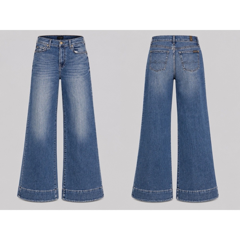 Seven For All Mankind JEANS Women's  29 Wide Leg Flare Dojo Style